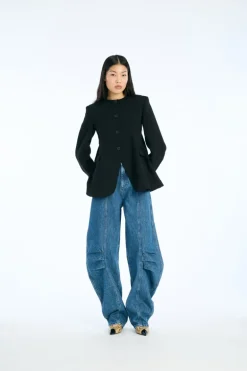 Denim Cargo Pants Medium Blue