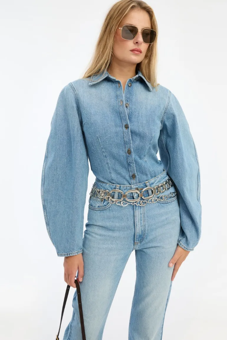 Denim Fitted Shirt Light Blue Denim