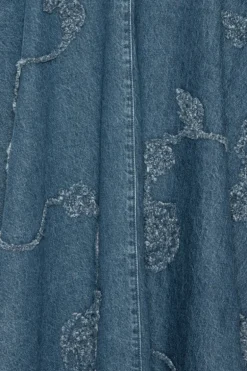 Denim Flower Midi Skirt Medium Blue