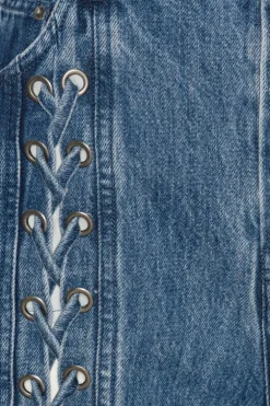 Denim Laced Leg Pants Blue