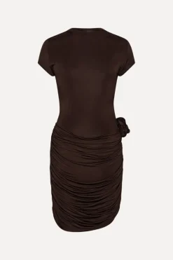 Draped Mini Dress Dark Brown