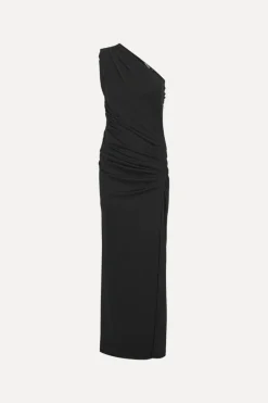 Draped One Shoulder Dress Black