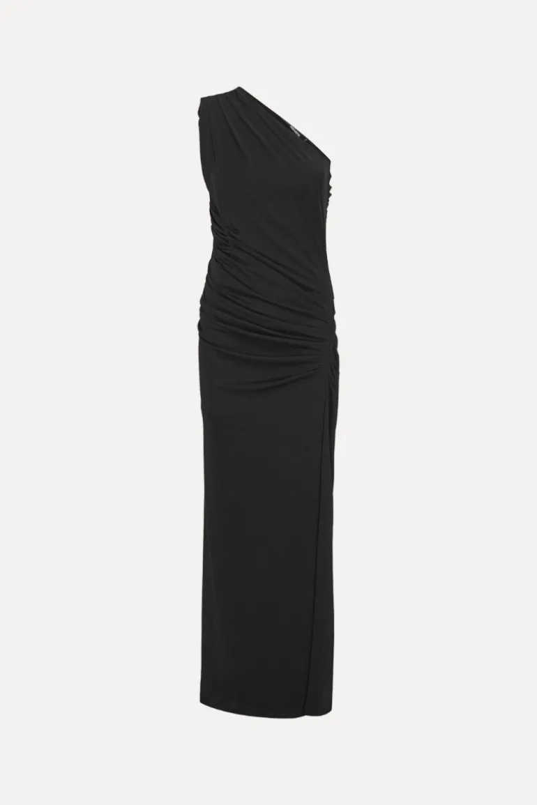 Draped One Shoulder Dress Black