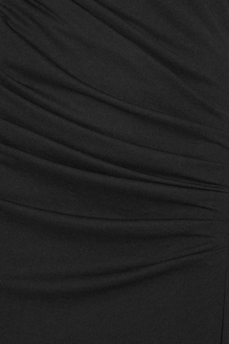 Draped One Shoulder Dress Black