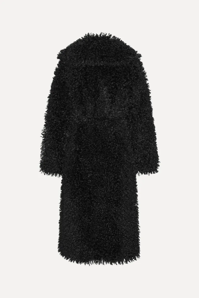 Faux Fur Belted Coat Black