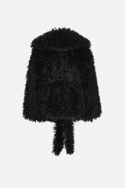 Faux Fur Belted Jacket Black