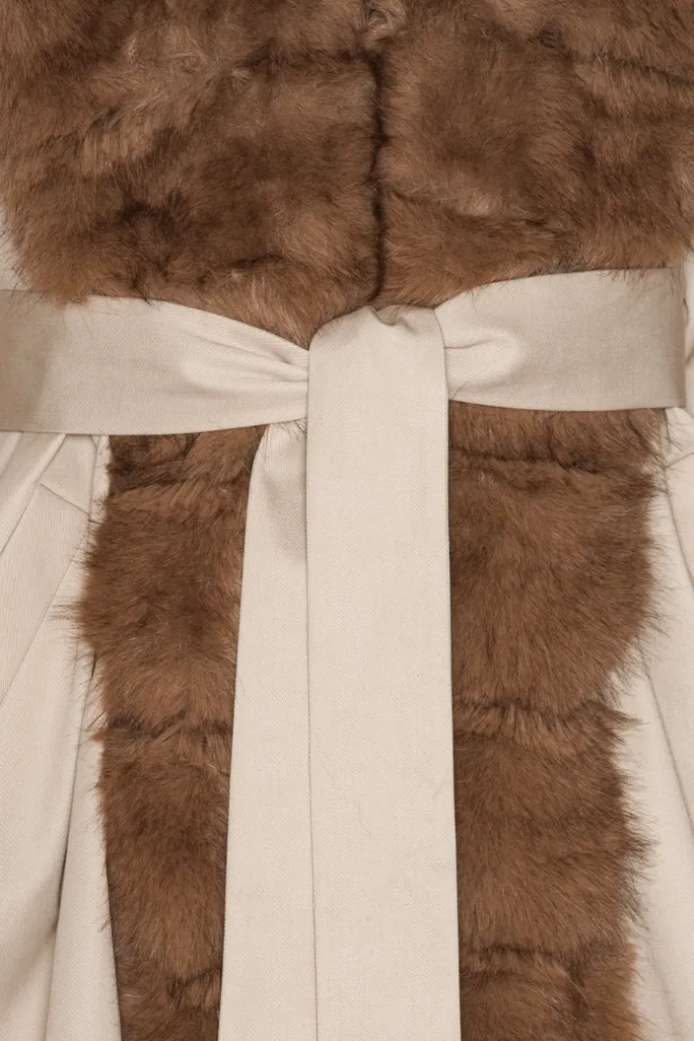 Faux Fur Collar Coat Beige