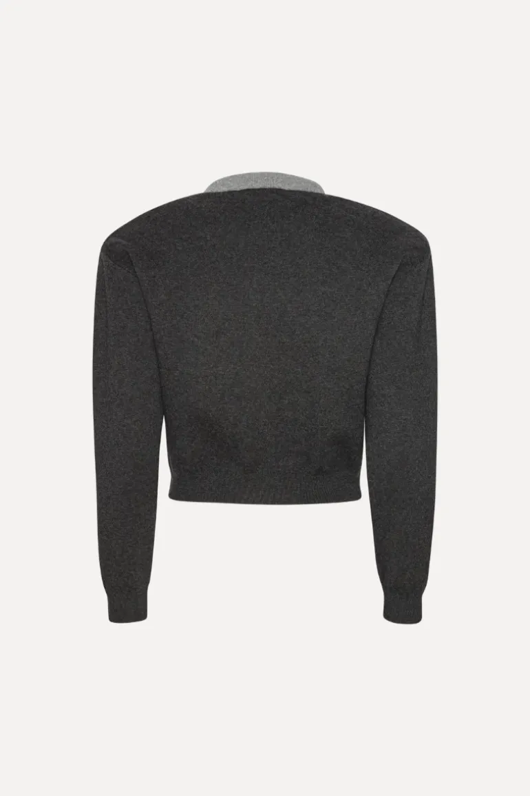 Firm Knit Cardigan Dark Grey