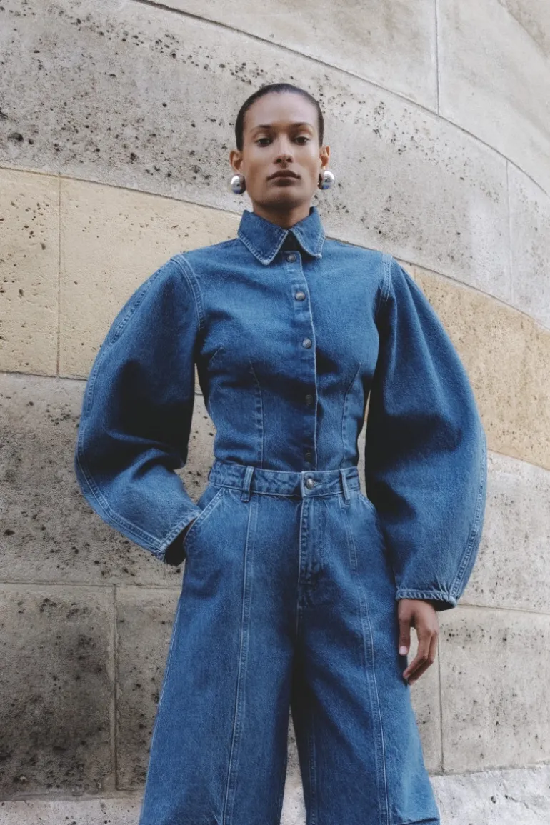 Fitted Denim Shirt Medium Blue