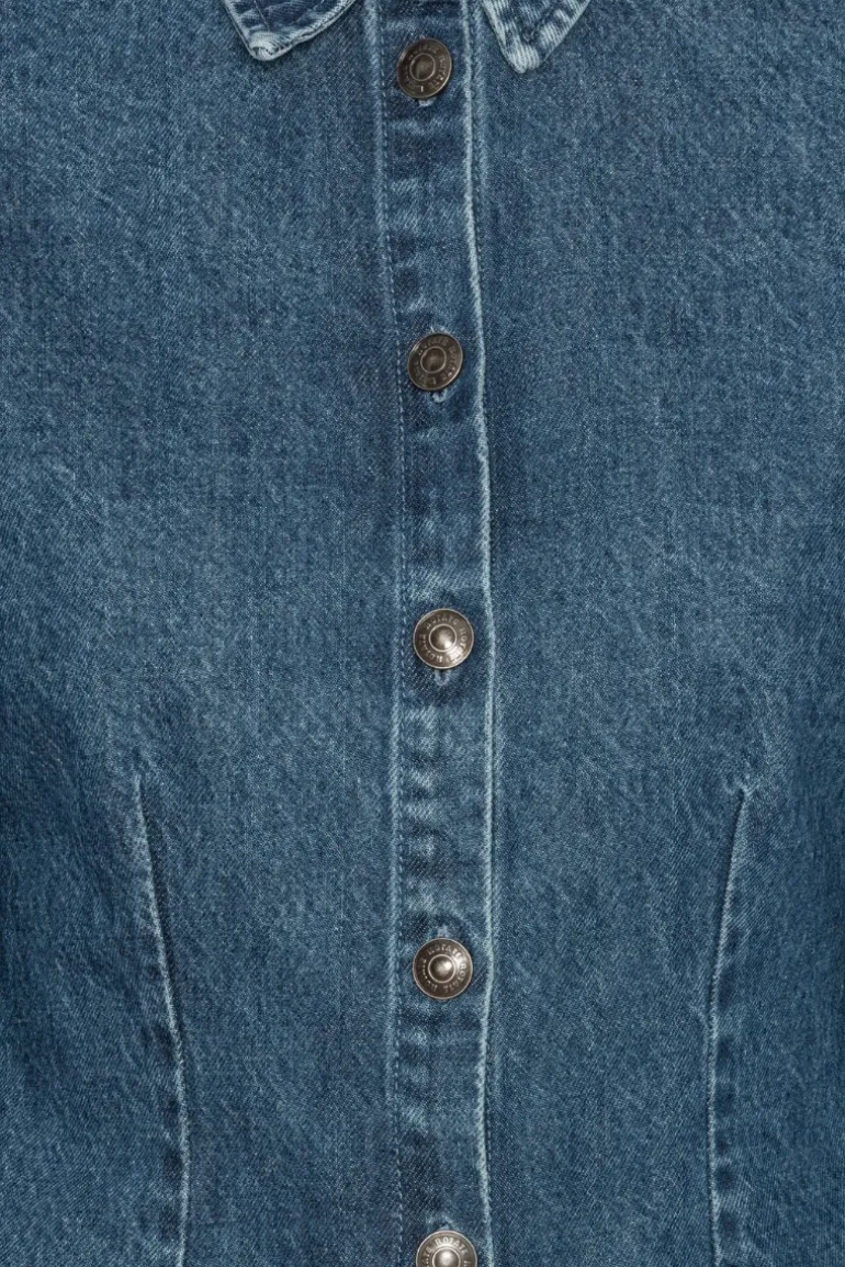 Fitted Denim Shirt Medium Blue