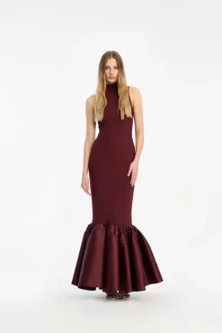 Fitted Maxi Dress Burgundy