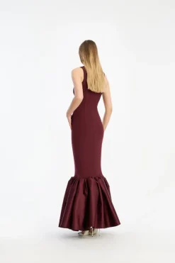 Fitted Maxi Dress Burgundy