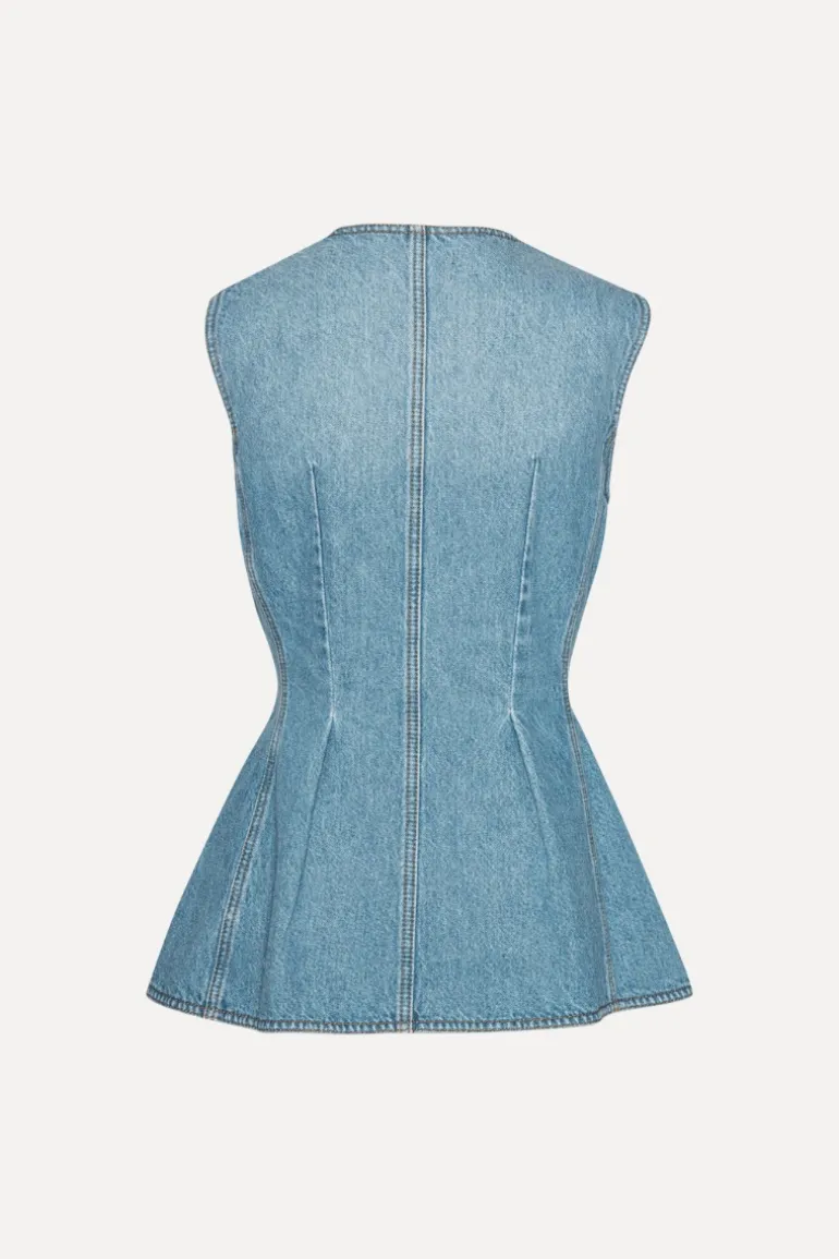 Flared Denim Top Blue