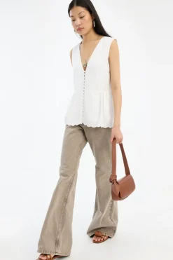 Flared Highwaisted Jeans Taupe