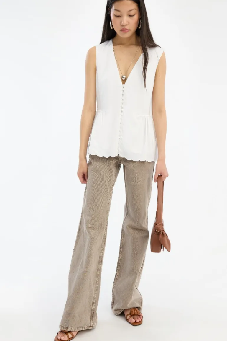 Flared Highwaisted Jeans Taupe