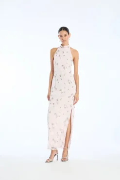 Flower Beads Maxi Dress Light Pink