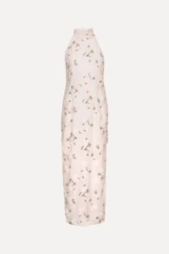 Flower Beads Maxi Dress Light Pink