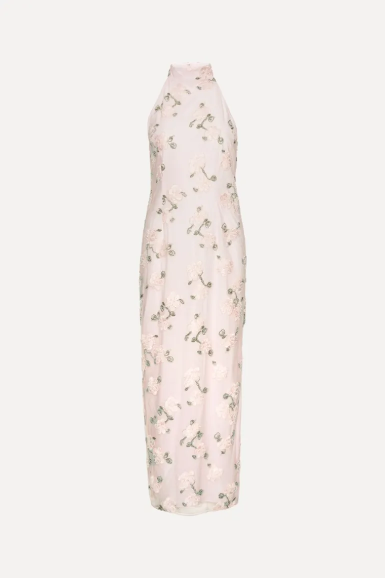 Flower Beads Maxi Dress Light Pink