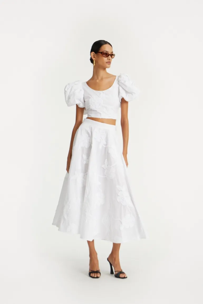 Flower Maxi Skirt Bright White