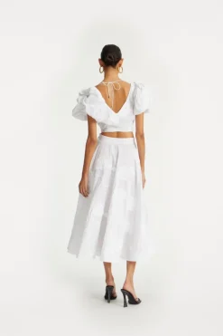 Flower Maxi Skirt Bright White