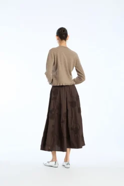 Flower Maxi Skirt Dark Brown