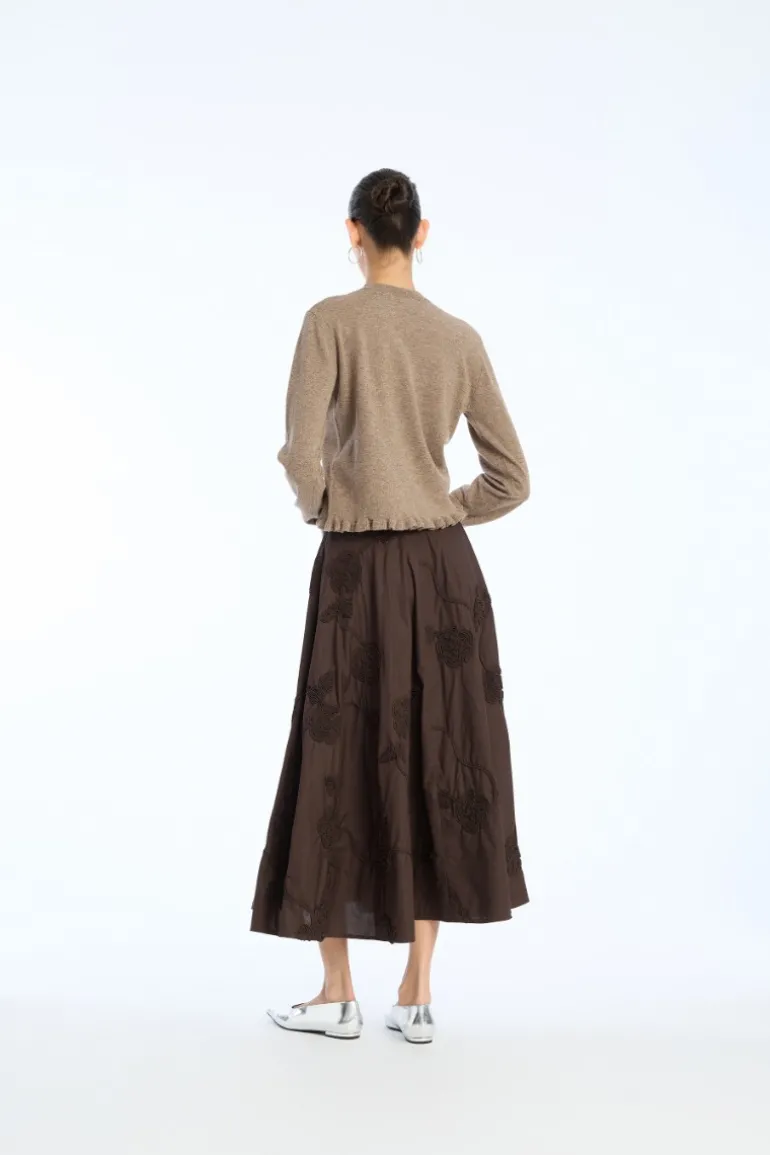 Flower Maxi Skirt Dark Brown