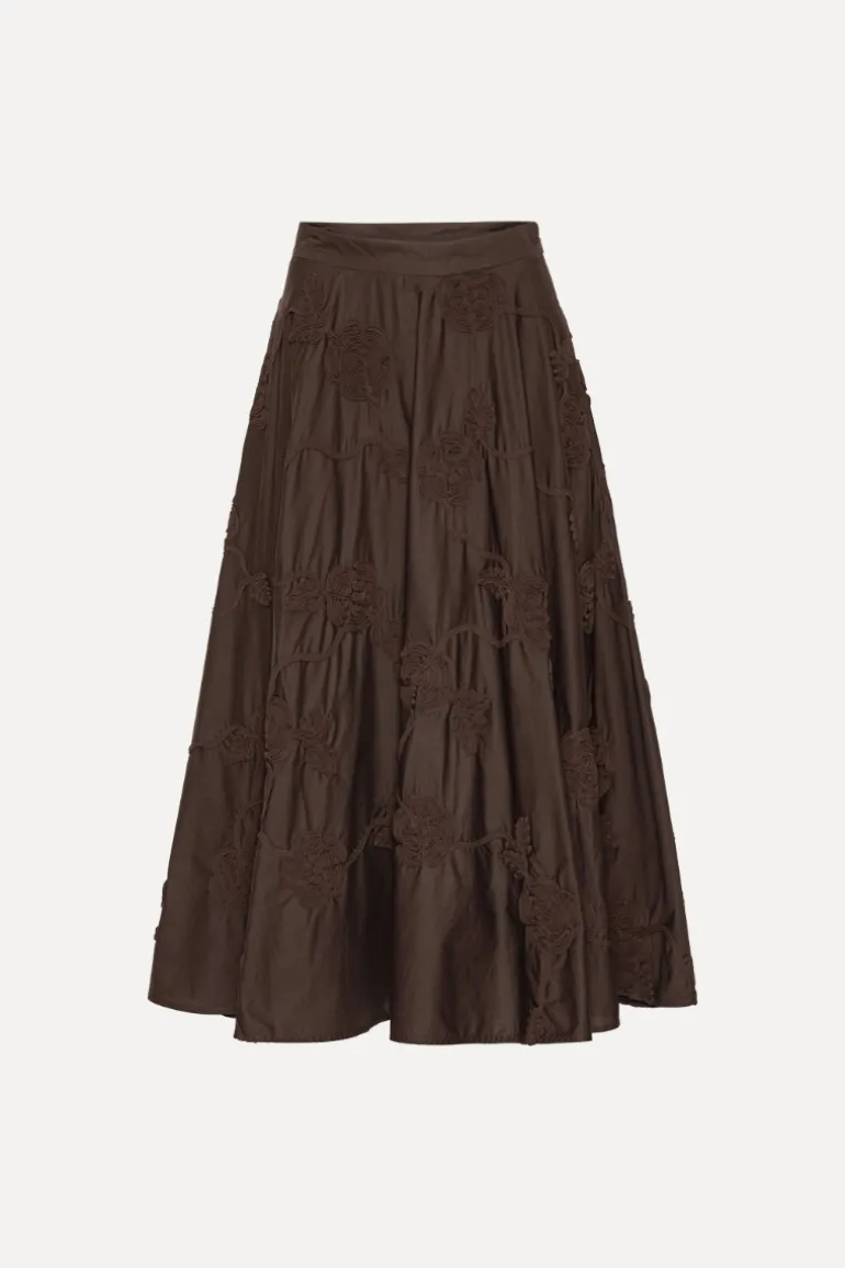 Flower Maxi Skirt Dark Brown