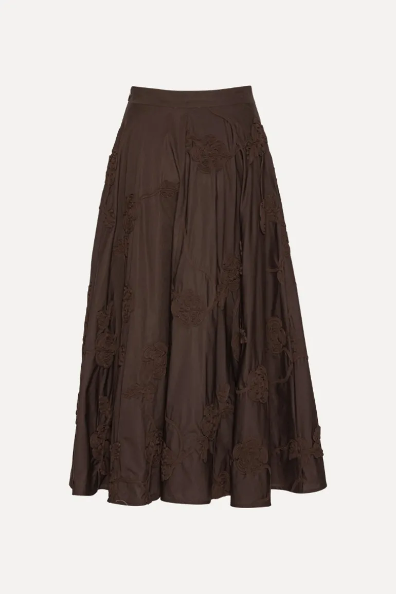 Flower Maxi Skirt Dark Brown