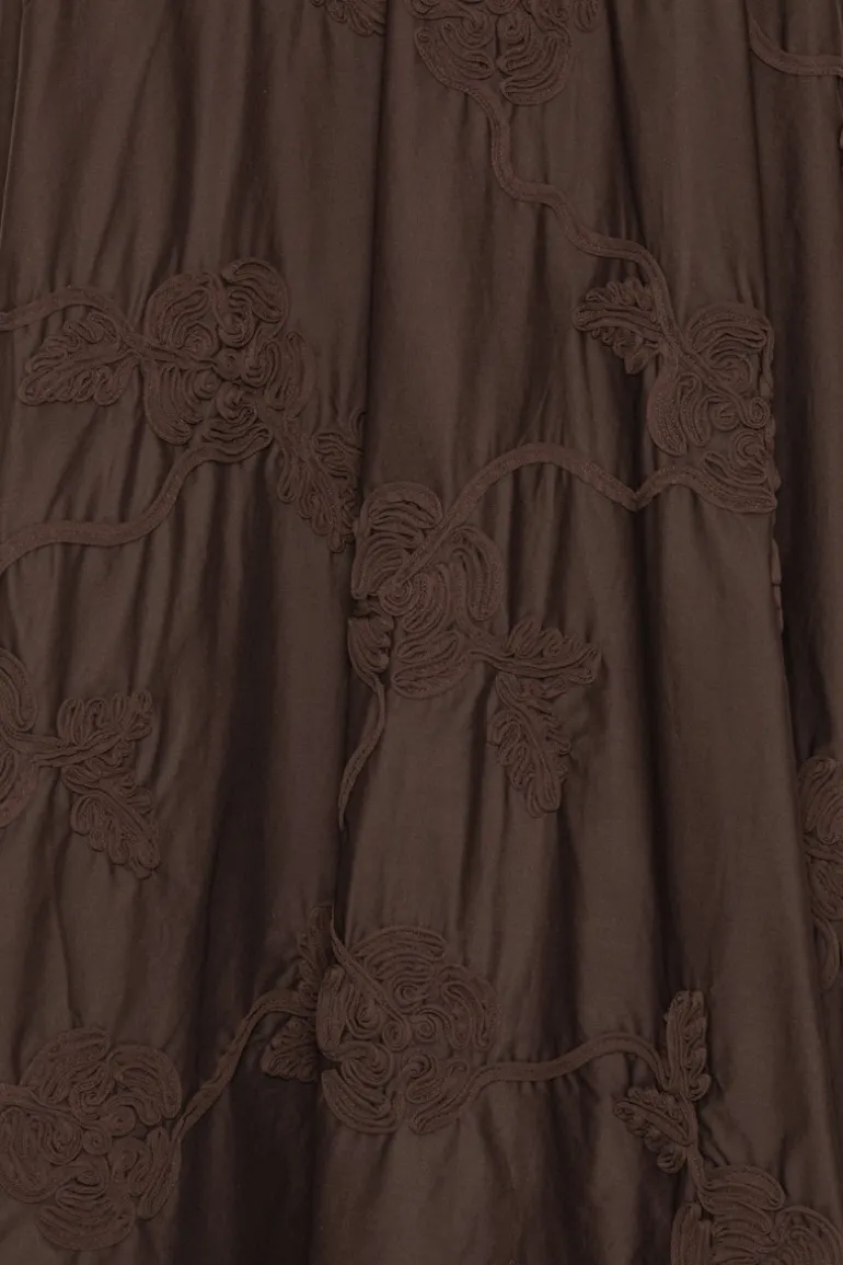 Flower Maxi Skirt Dark Brown