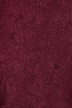 Flower Mesh Maxi Dress Burgundy