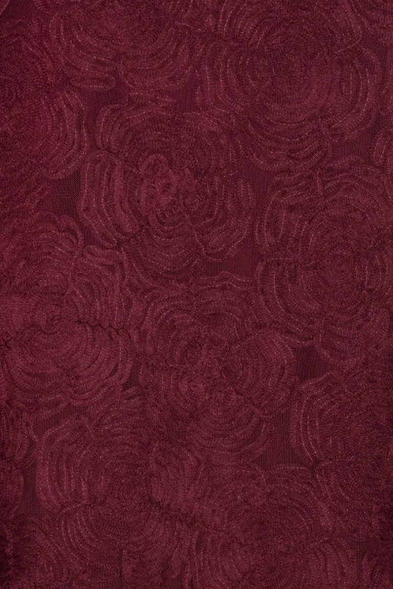 Flower Mesh Maxi Dress Burgundy