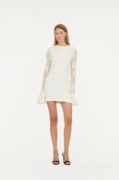 Flower Mesh Mini Dress White