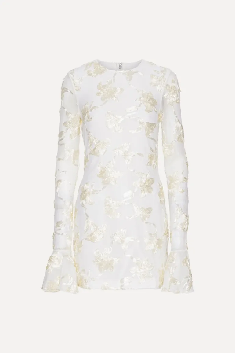 Flower Mesh Mini Dress White