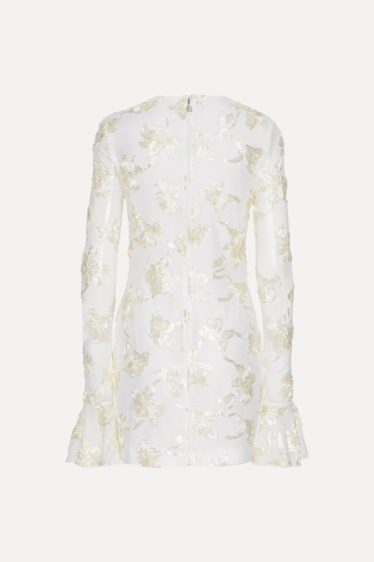 Flower Mesh Mini Dress White