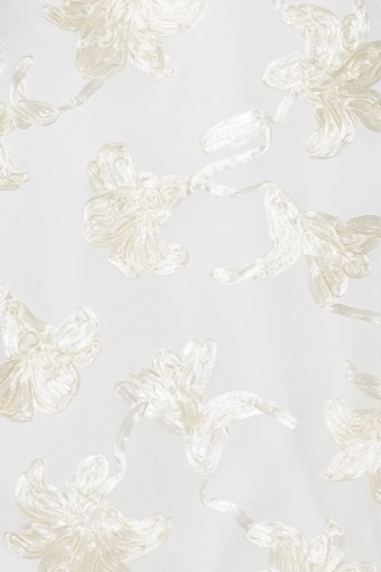 Flower Mesh Mini Dress White