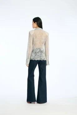 Flower Mesh Shirt Light Grey