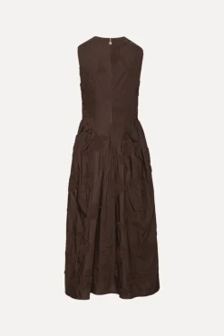 Flower Midi Dress Dark Brown