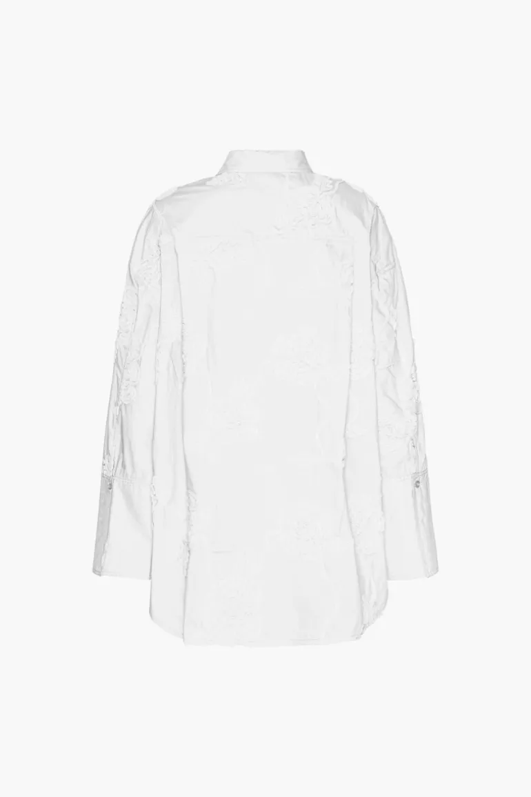 Flower Oversized Shirt Bright White