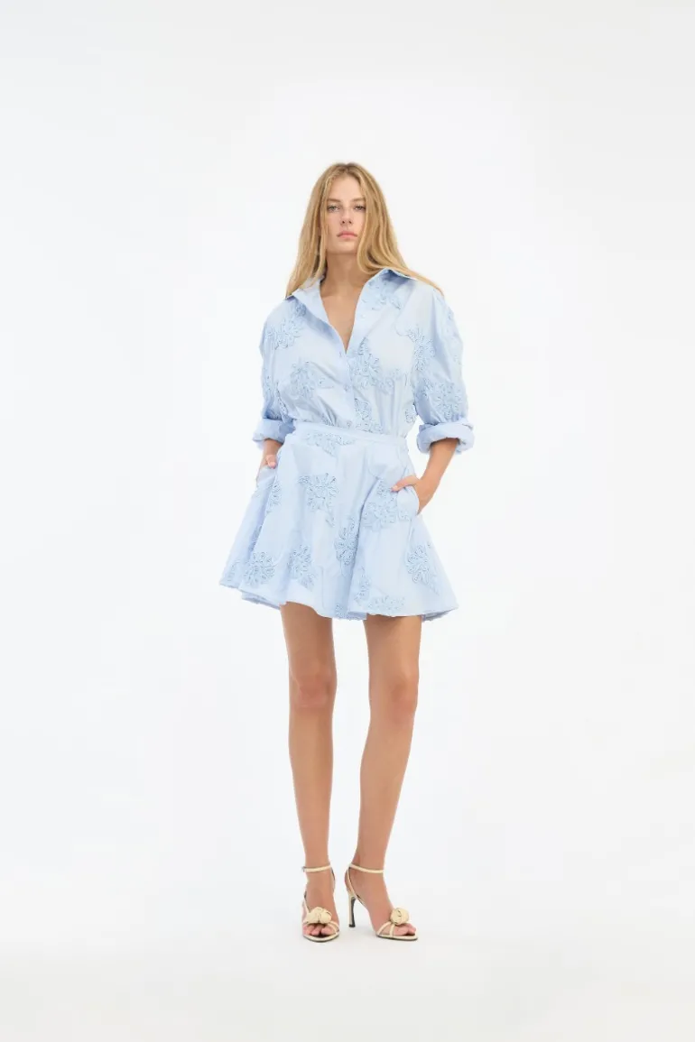 Flower Oversized Shirt Light Bue