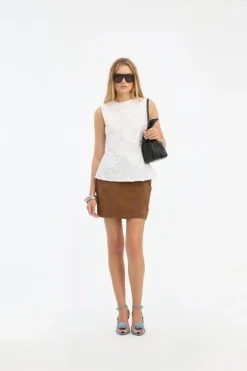 Flower Sleeveless Top Bright White