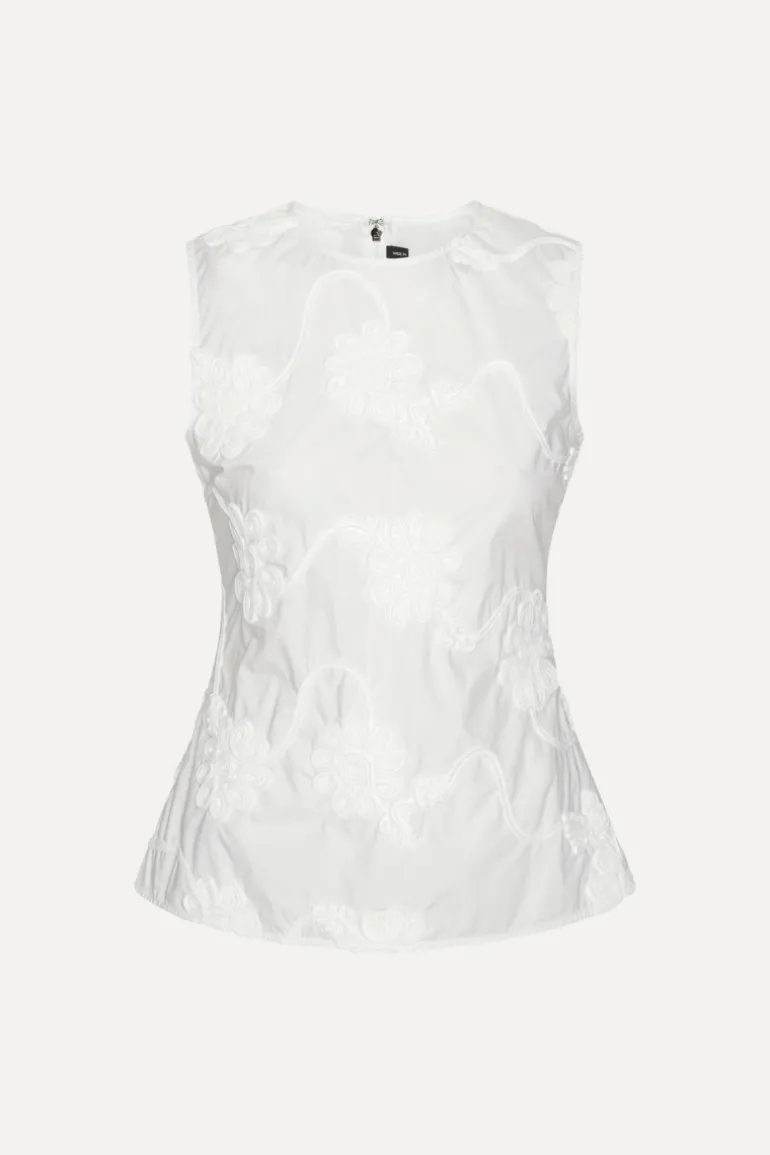 Flower Sleeveless Top Bright White