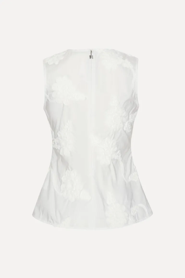 Flower Sleeveless Top Bright White