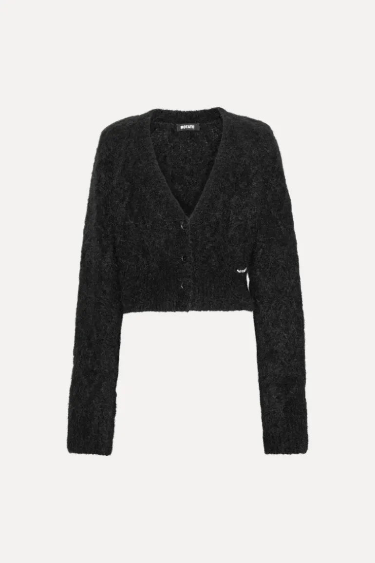 Fluffy Knit Cardigan Black