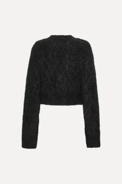 Fluffy Knit Cardigan Black