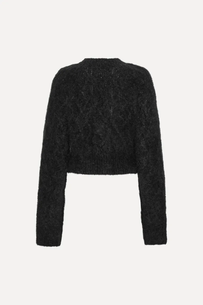 Fluffy Knit Cardigan Black
