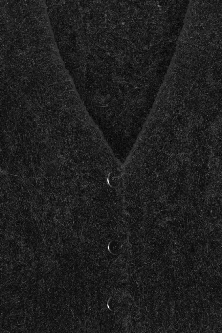 Fluffy Knit Cardigan Black