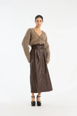 Fluffy Knit Cardigan Brown
