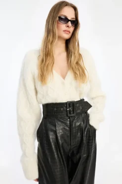 Fluffy Knit Cardigan White