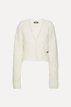 Fluffy Knit Cardigan White