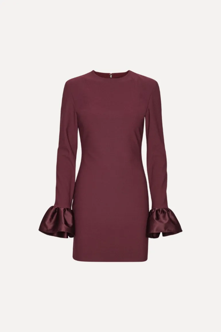 Frill Sleeved Mini Dress Burgundy
